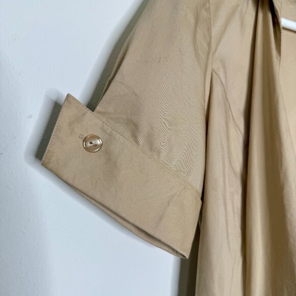 BOSTON PROPER | Khaki Poplin Wrap A-Line Dress - 4 - Picture 9 of 13